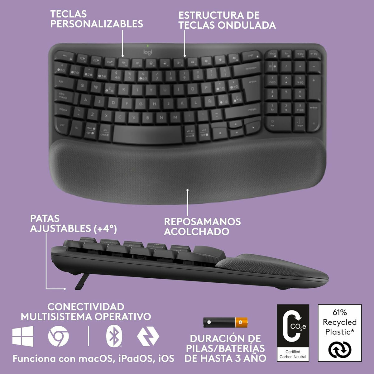 Toetsenbord Logitech 920-012296 Grafiet Spaans QWERTY